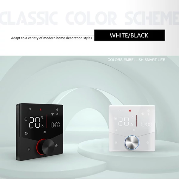 Intelligens Tuya digitális WiFi termosztát hetente programozható, gombos termosztát kompatibilis a Tmall Genie, Amazon, Google Home termékkel (vízgáz kazán fűtés) - Fekete