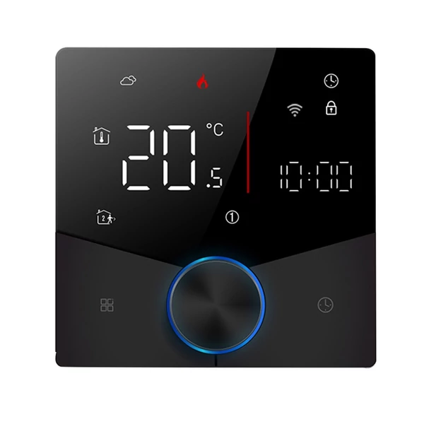 Intelligens Tuya digitális WiFi termosztát hetente programozható, gombos termosztát kompatibilis a Tmall Genie, Amazon, Google Home termékkel (vízgáz kazán fűtés) - Fekete