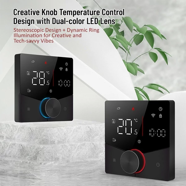 Intelligens Tuya digitális WiFi termosztát hetente programozható, gombos termosztát kompatibilis a Tmall Genie, Amazon, Google Home termékkel (vízgáz kazán fűtés) - Fekete