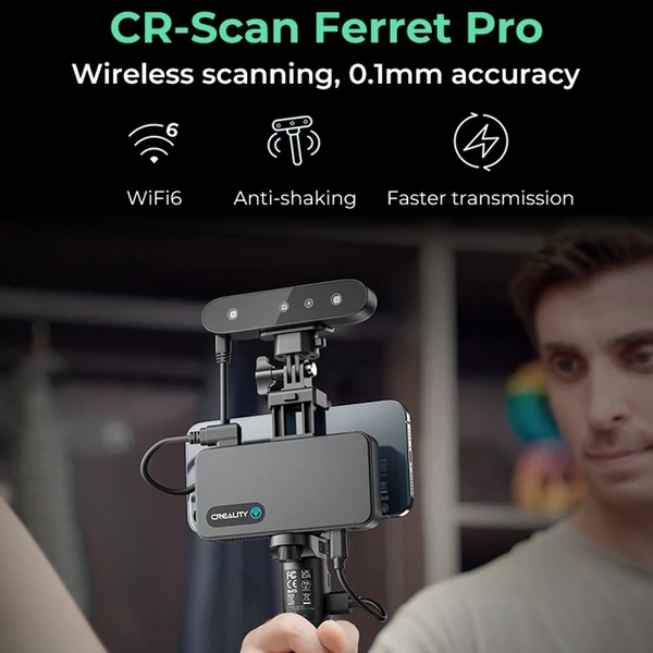 Creality CR-Scan Ferret Pro 3D szkenner hordozható 30 képkocka/mp sebesség 0,1 mm pontosságú ASIC lapkakészlet, kettős mód