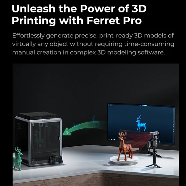 Creality CR-Scan Ferret Pro 3D szkenner hordozható 30 képkocka/mp sebesség 0,1 mm pontosságú ASIC lapkakészlet, kettős mód