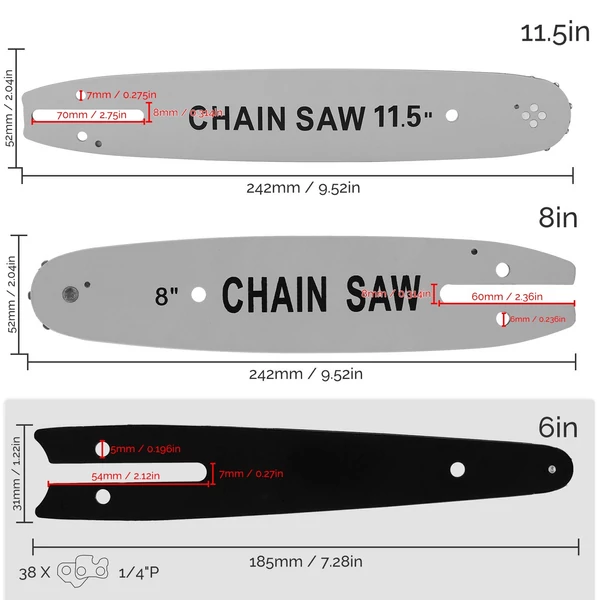 Elektromos láncfűrész cserélhető vezetőlemez, fém tartozék