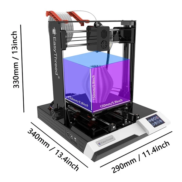 EasyThreed K8 plus 3D nyomtató FDM asztali 150x150x150 mm-es nyomtatási méret kezdőknek 10 m-es PLA mintaszálas