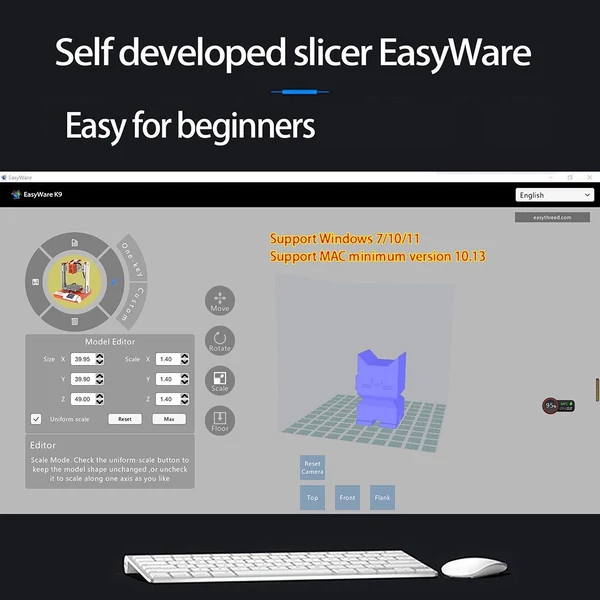 EasyThreed K6 Plus 3D nyomtató FDM 150x150x150mm nyomtatási méret kezdőknek 10 m-es PLA mintaszálas - Fekete