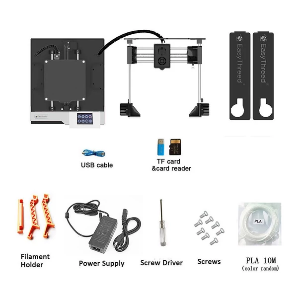 EasyThreed K6 Plus 3D nyomtató FDM 150x150x150mm nyomtatási méret kezdőknek 10 m-es PLA mintaszálas - Fekete