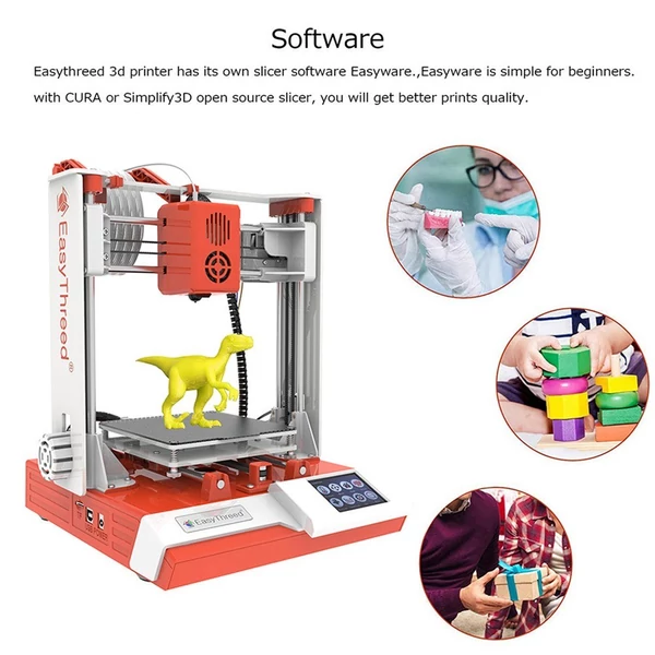 EasyThreed K6 Plus 3D nyomtató FDM 150x150x150mm nyomtatási méret kezdőknek 10 m-es PLA mintaszálas - Narancs