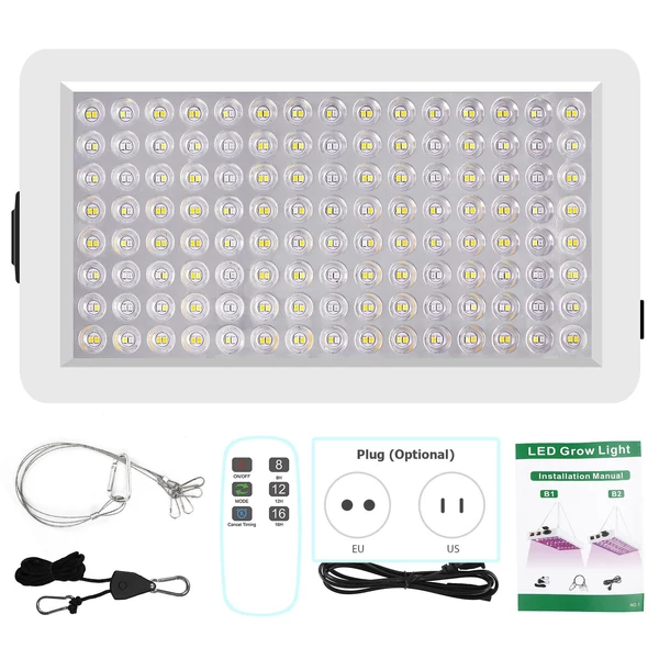 LED-es növekedési lámpák beltéri növényekhez 3 üzemmód 8 óra / 12 óra / 16 óra időzítő, távirányító - Fehér