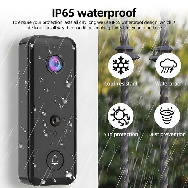 Videó csengő kamera vezeték nélküli csengővel, akkumulátorral működő intelligens AI PIR emberészlelés IP65 vízálló 2,4G WiFi 2 utas audio éjszakai megtekintés felhő tárhely - Fehér