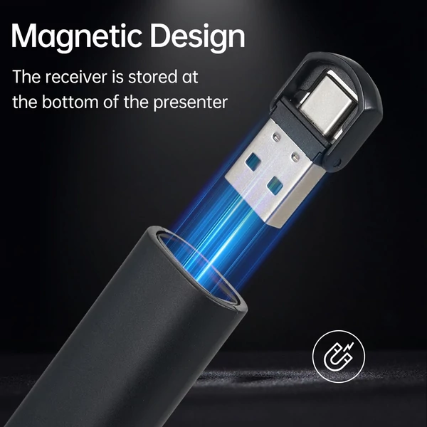 Bisofice lézeres prezentációs mutató PowerPoint PPT Clickerhez USB/Type-C kétfejes vevővel