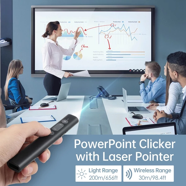 Bisofice lézeres prezentációs mutató PowerPoint PPT Clickerhez USB/Type-C kétfejes vevővel