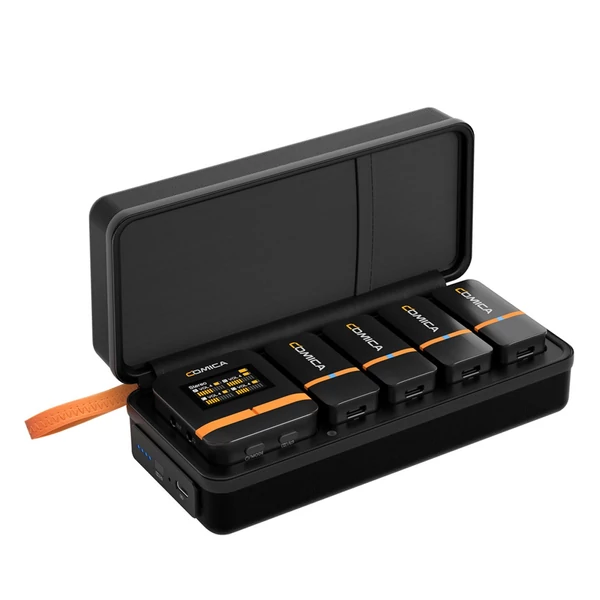 COMICA Vimo Q 2,4 GHz vezeték nélküli Lavalier mikrofonrendszer Clip-on mikrofon nagy képernyővel - Fekete