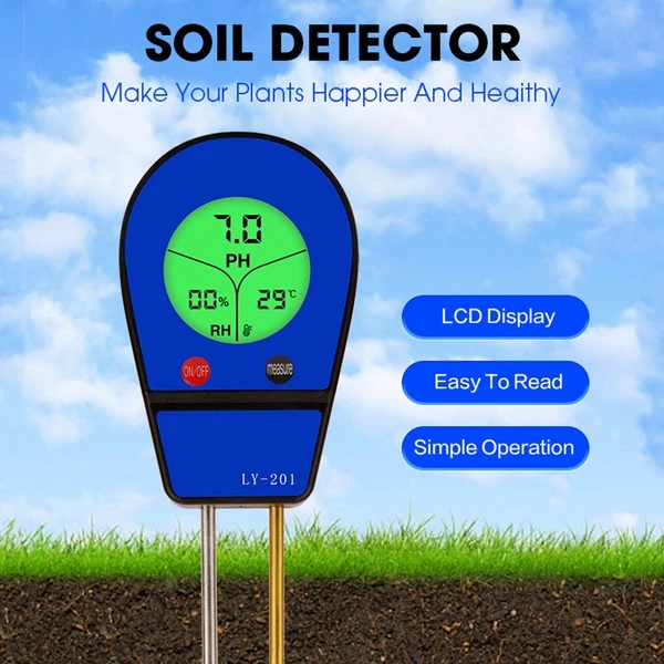 3 az 1-ben talajnedvesség hőmérséklet pH teszter páratartalom napfény érzékelő