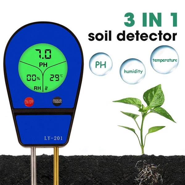 3 az 1-ben talajnedvesség hőmérséklet pH teszter páratartalom napfény érzékelő