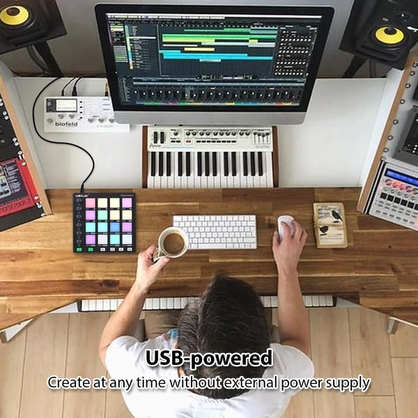 WORLDE MIDI kontroller Beat Maker gép hordozható mini MIDI kontroller pad USB kezdő zenei produkcióhoz