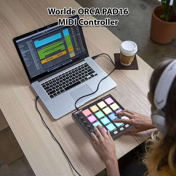 WORLDE MIDI kontroller Beat Maker gép hordozható mini MIDI kontroller pad USB kezdő zenei produkcióhoz