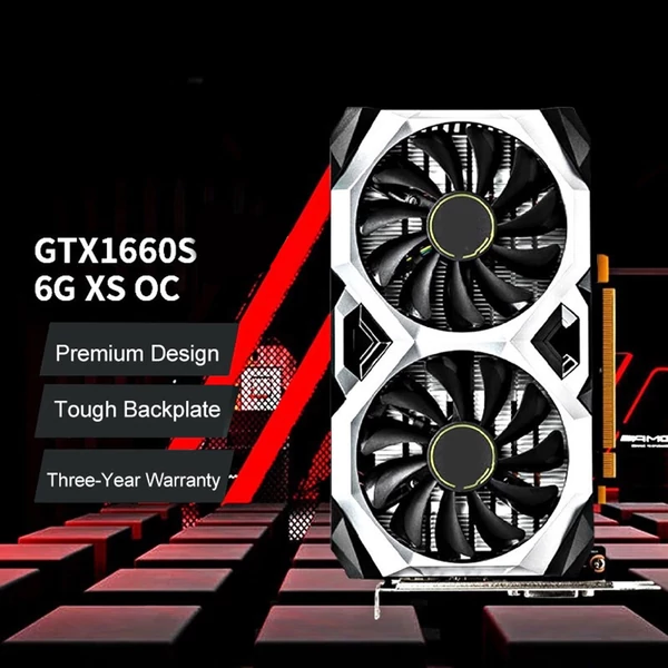 GTX 1660S grafikus kártya 6 GB GDRR6 192 bites PCIEX16 3.0 kettős hűtőventilátor HDMI-kompatibilis/DP/DVI portokkal játék PC GPU-hoz