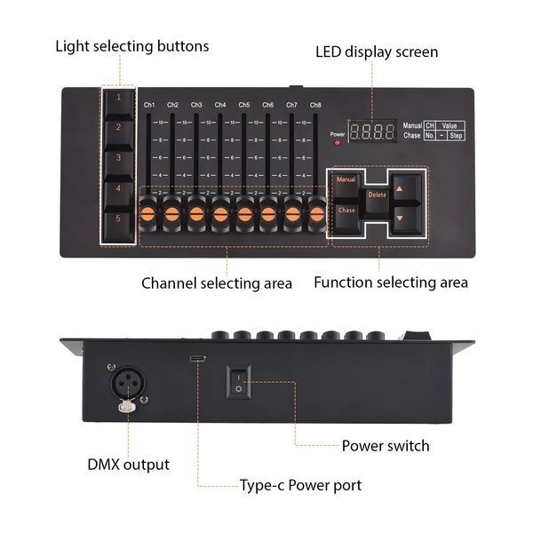 DMX 512 40 csatornás színpadi DJ fényvezérlő fényműsorokhoz