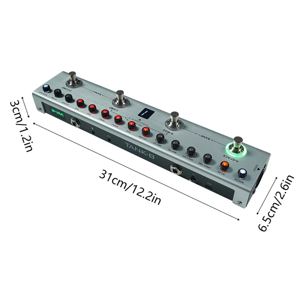 M-VAVE TANK-B 3 visszhang basszus Multi effekt pedál 3 sávos Equalizer, XLR kiegyensúlyozott kimenet, 3 késleltetés