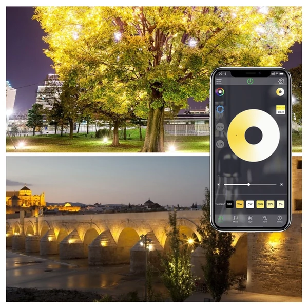 20 W RGBCW kültéri reflektor telefonalkalmazás Zeneszinkronizálás időzítő beállítása