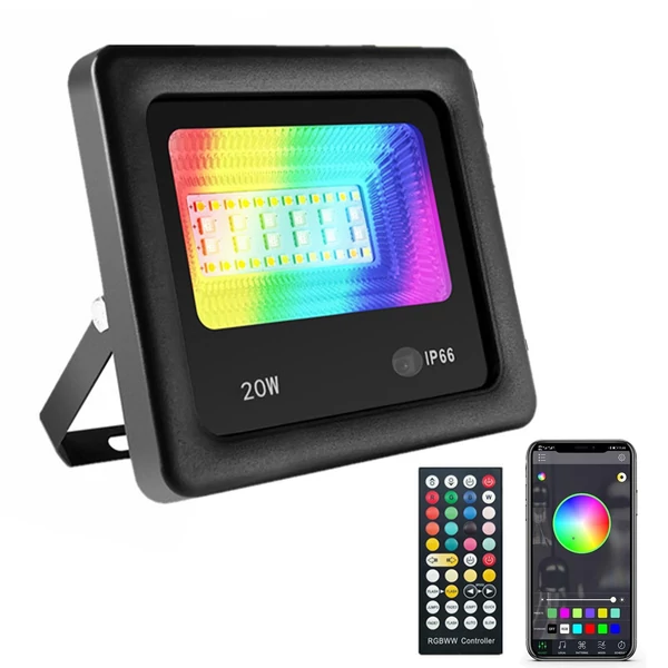 20 W RGBCW kültéri reflektor telefonalkalmazás Zeneszinkronizálás időzítő beállítása