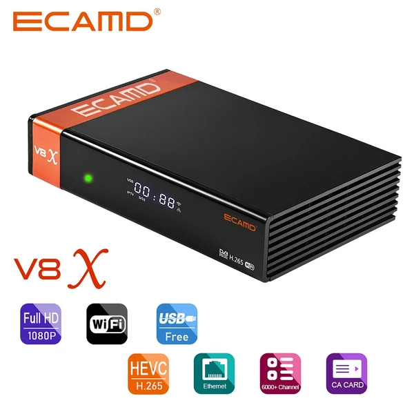 ECAMD V8X DVB-S2 Set Top Box VCM/ACM/Multi-stream digitális TV jelvevő