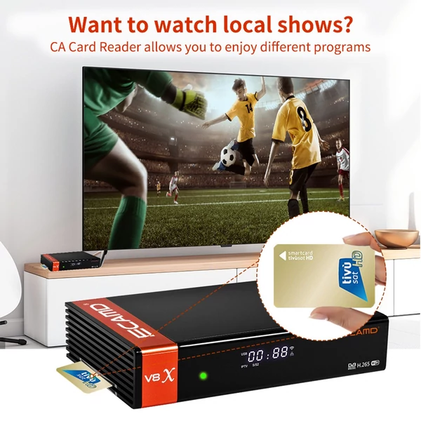 ECAMD V8X DVB-S2 Set Top Box VCM/ACM/Multi-stream digitális TV jelvevő