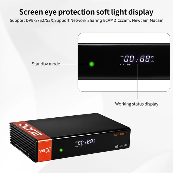 ECAMD V8X DVB-S2 Set Top Box VCM/ACM/Multi-stream digitális TV jelvevő