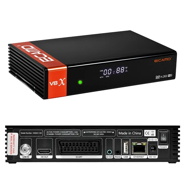 ECAMD V8X DVB-S2 Set Top Box VCM/ACM/Multi-stream digitális TV jelvevő