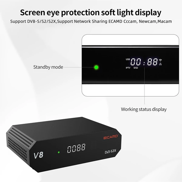 ECAMD V8 DVB-S2 Set Top Box vevő VCM/ACM/Multi-stream digitális TV jelvevő
