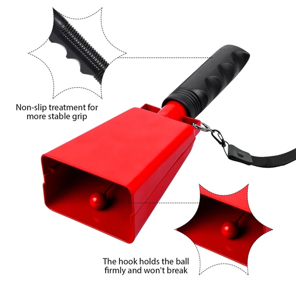 Tehénharang zajkeltő fogantyúval focihoz, játékokhoz, tanyákhoz, sporteseményekhez, partikhoz, koncertekhez (2 csomag) - Piros