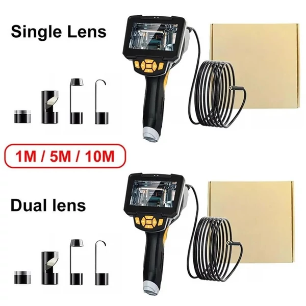 Ipari endoszkóp, 4,3 hüvelykes képernyős borescope kamera fénnyel, 1080P / 2 MP, IP67, beépített 2000 mAh akkumulátor - Dupla lencse 8mm/1m