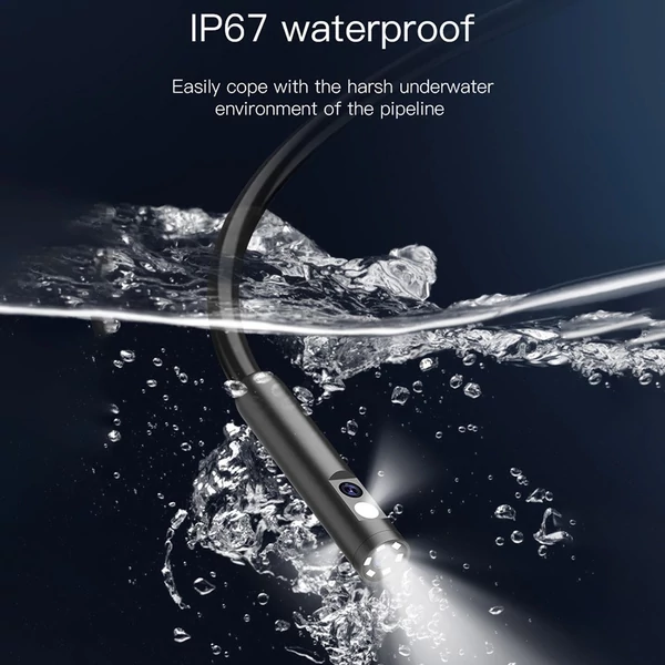 Ipari endoszkóp, 4,3 hüvelykes képernyős borescope kamera fénnyel, 1080P / 2 MP, IP67, beépített 2000 mAh akkumulátor - Szimpla lence 8mm/5m