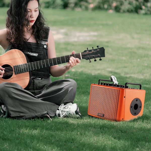 40 W akusztikus gitár hangszóró, újratölthető hordozható elektromos gitárerősítő - Narancs