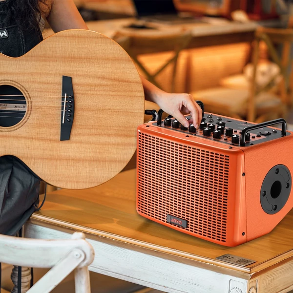 40 W akusztikus gitár hangszóró, újratölthető hordozható elektromos gitárerősítő - Narancs