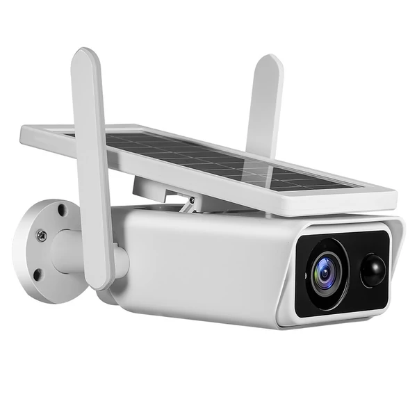 Kültéri napelemes biztonsági kamera 4 MP tölthető akkumulátoros vezeték nélküli WiFi PIR mozgásérzékeléssel, éjszakai látás, 2-utas hang, IP66 vízálló