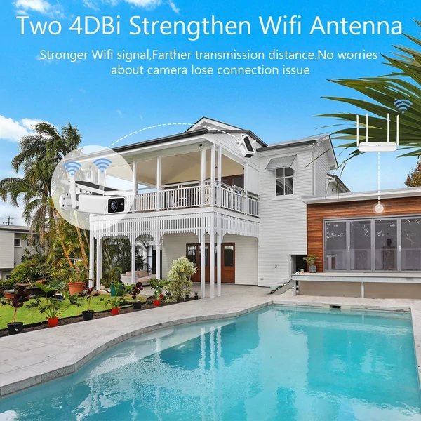 Kültéri napelemes biztonsági kamera 4 MP tölthető akkumulátoros vezeték nélküli WiFi PIR mozgásérzékeléssel, éjszakai látás, 2-utas hang, IP66 vízálló