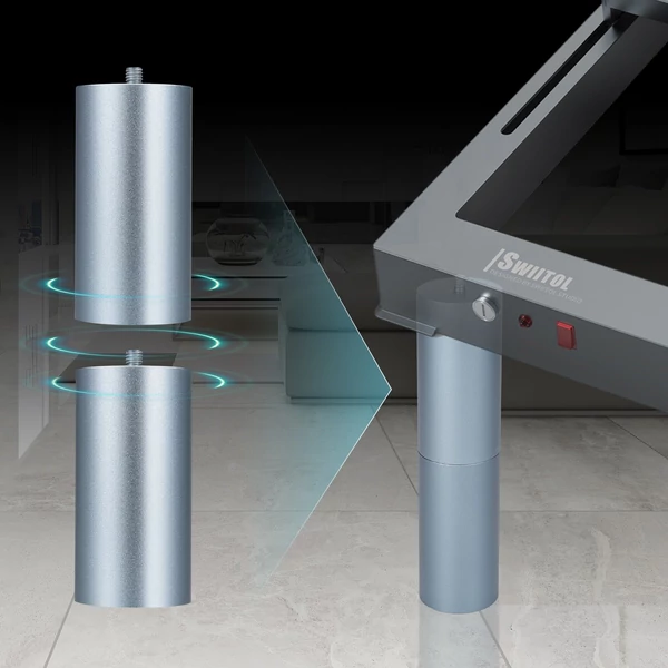 Swiitol E18 Pro 18W integrált szerkezetű lézergravírozó Y tengelyű forgóhengerrel és légsegéd szivattyúval, valamint 8 db magasra emelt talpbetéttel és 400x400 mm-es méhsejt munkaasztallal