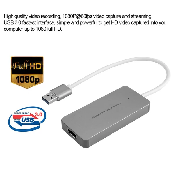 ezcap USB 3.0 HD Capture kártya videojáték-rögzítő 1080P élő közvetítés konverter Plug and Play XBOX One PS3 PS4 Wii U