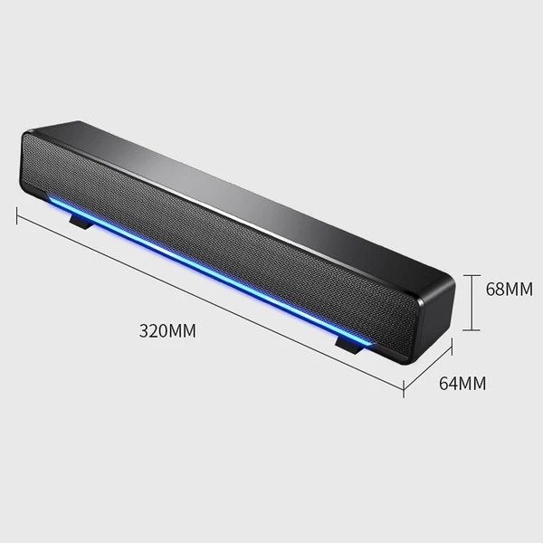 SADA V-196 USB vezetékes számítógép sztereó mélynyomó hangszóró basszus térhatású hangdoboz 3,5 mm-es audio bemenet - Fekete