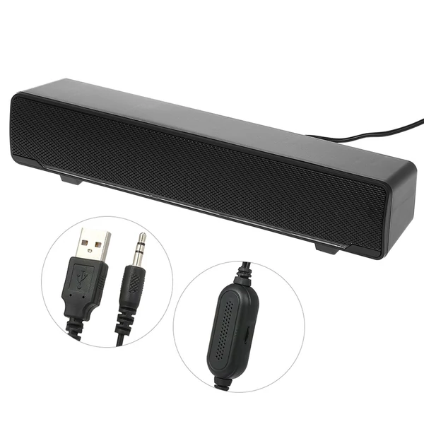 SADA V-196 USB vezetékes számítógép sztereó mélynyomó hangszóró basszus térhatású hangdoboz 3,5 mm-es audio bemenet - Fekete