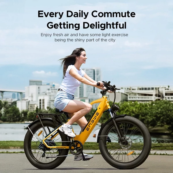 ENGWE E26 Ebike 26*4,0 hüvelykes gumiabroncs, 250 W-os motor, kettős felfüggesztés, terepkerékpár 140 km-es hatótáv (magas lépcsős) - Sárga