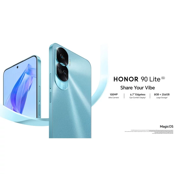 HONOR 90 Lite okostelefon 6,7 hüvelykes 2388x1080p kijelző 8GB+256GB - Fekete