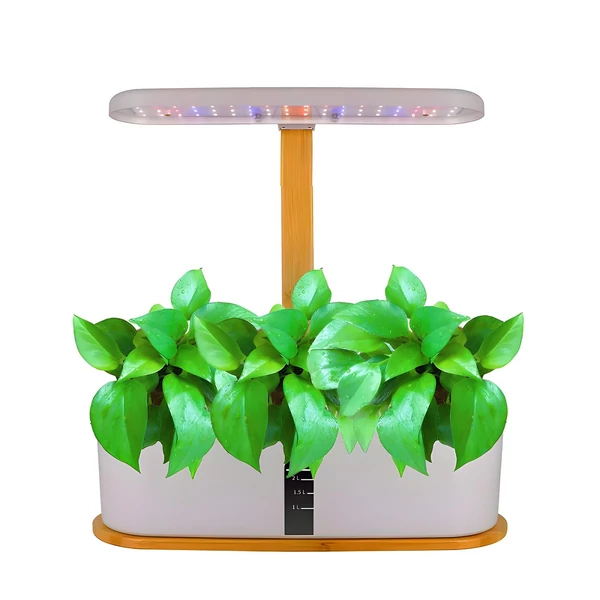 Hidroponikus termesztőrendszer beltéri kertben, 10 hüvelyes, 20 W-os 72 LED-es növekedési fény, teljes spektrumú, állítható magasságú, csendes, intelligens szivattyús csíráztató készlet - Fehér