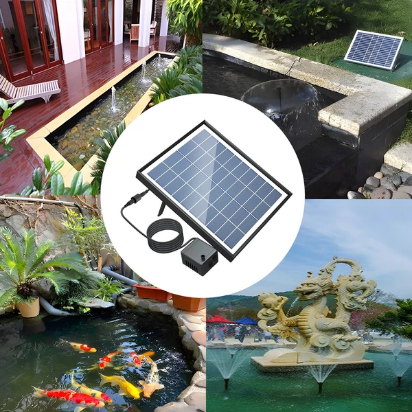 6,5 W-os napelemes szökőkút szivattyú 200 l/h DC áramlási sebességgel 8 fúvókával 6 üzemmód madárfürdőhöz / tóhoz / kerthez / hátsó udvarhoz