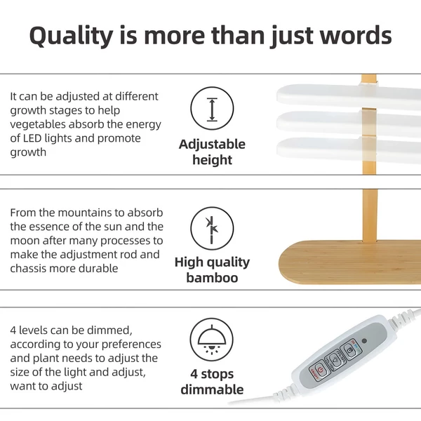 LED teljes spektrumú növekedési fény 10 W állítható magasságú beltéri növényekhez 2 óra/4 óra/8 órás időzítővel, 4 szabályozható fényerővel különféle növények növekedéséhez