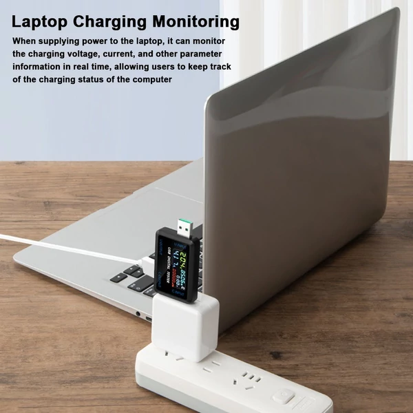 Többfunkciós USB feszültség-árammérő műszer digitális IPS kijelző kapacitásmérővel teljesítményvizsgáló 9 mérési adat tárolási funkcióval - USB port