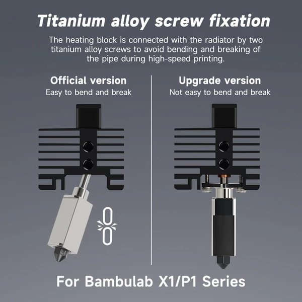 Továbbfejlesztett Extruder Hotend Kit V2.0 a Bambu Lab X1C P1P extrudálófejhez a magas hőmérsékletű, gyors és stabil 3D nyomtatáshoz