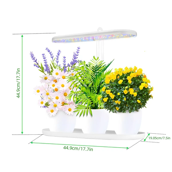 10 W-os LED növekedési fény, 2/4/8 órás automatikus be-/kikapcsoló időzítő, 4 fokozatban szabályozható, állítható magasságú teljes spektrum