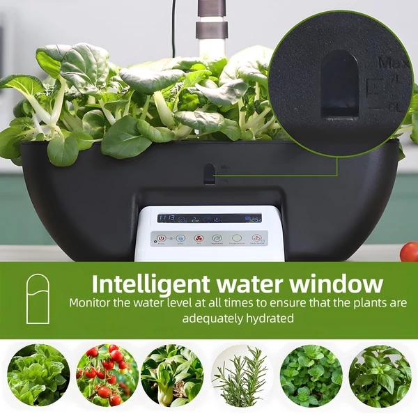 Hidroponikus termesztőrendszer készlet 17 hüvelyes, teljes spektrumú növénytermesztési fény, beépített ventilátor, állítható magasságú, 2 üzemmódú LCD kijelzős növénycsírázó készlet
