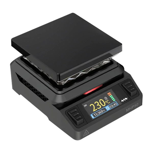 Állandó hőmérséklet, 50 x 50 mm-re megnövelt fűtési terület, 160 x 80-as LCD kijelző, szegmentált fűtési kialakítás firmware-frissítési funkcióval - BS50